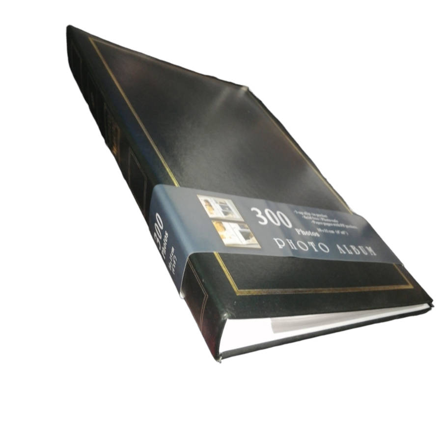 300 Pocket- Book Type Slip-In Acid Free With Memo Writing Area Dark Green Photo Album
