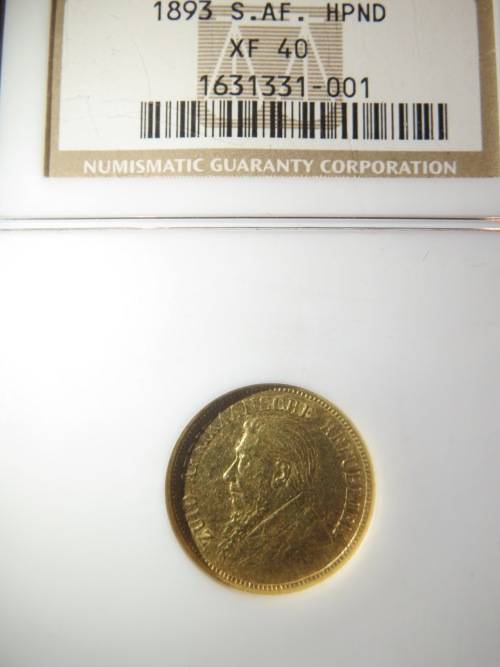 1893 ZAR Gold Half Pond NGC XF40 | Single Shaft | Scarcest ZAR Gold Coin | Extremely RARE |