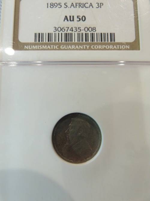 1895 ZAR Silver 3p NGC AU50 | Lustrous |