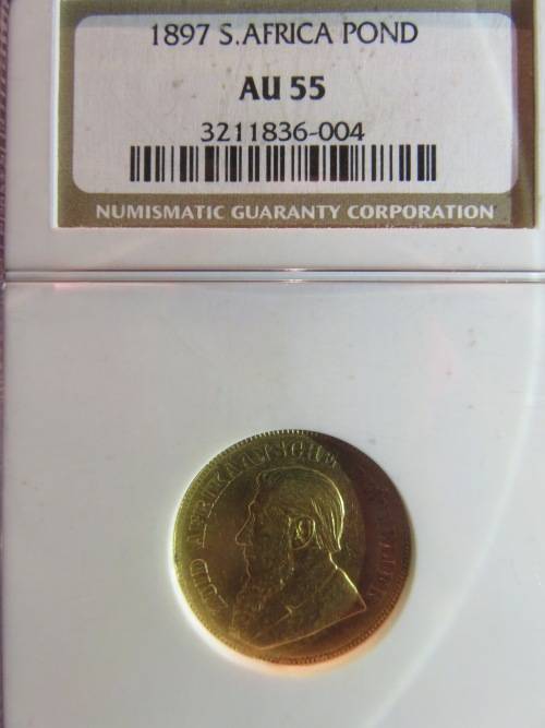 1897 ZAR Gold Pond NGC AU55 | Lustrous | RARE |