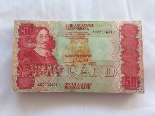 100 X 1984 G.P.C DE KOCK FIFTY RAND NOTES UNC IN SEQUENCE | THIRD ISSUE | RARE |