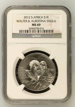 2012 Walter & Albertina Sisulu R1 Silver NGC MS69 | BRILLIANT UNC |