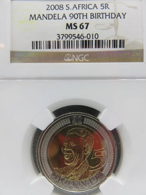 2008 Mandela 90th Birthday R5 NGC Graded MS67 | Fun R1 Start |