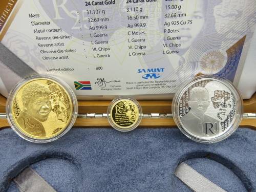2015 SA Protea Prestige Set - 1oz, 1/10th Gold 24 Carat and R1 Silver | Fun R1 Start |
