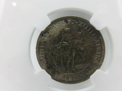 1927 South Africa Silver One Shilling NGC Graded MS62 | Ultra Rare in UNC