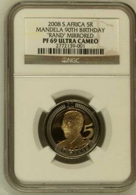 2008 Mandela 90th Birthday R5 NGC Proof 69 Ultra Cameo ### Almost Sold Out ### R1 Start