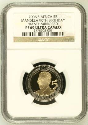 2008 Mandela 90th Birthday R5 NGC Proof 69 Ultra Cameo ### Highly Sought After ### R1 Start