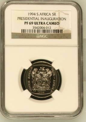 1994 Mandela Inauguration R5 NGC PF69 Ultra Cameo # FUN ends FRIDAY 4pm #