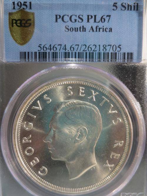 1951 SA Union 5 Shilling PCGS Graded PL67 # FINEST KNOWN # FUN ends FRIDAY 8pm #