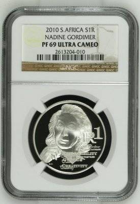 2010 SA Protea Nadine Gordimer R1 Silver NGC PF69 # FUN ends FRIDAY 8pm #
