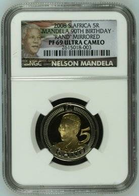 2008 Mandela 90th Birthday R5 NGC PF69 | NEW MANDELA LABEL HOLDER | Gem Proof | FUN SUNDAY |