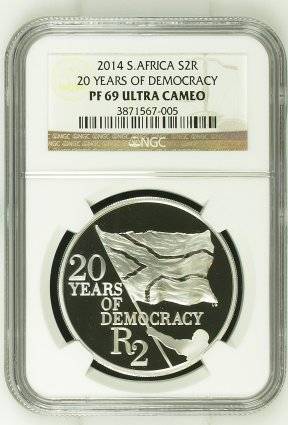 2014 20 Years Of Democracy R2 Silver Crown NGC Graded Proof 69 | ONE FUN DAY |