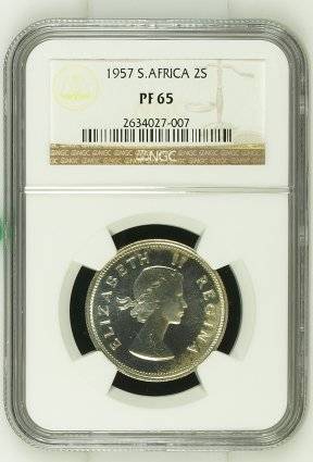 1957 SA Union Silver 2 Shilling NGC Proof 65 | Mintage: 1130 Only | KEY DATE |