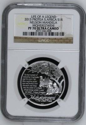 2013 Protea Nelson Mandela Life of a Legend R1 Silver NGC PF70 | PERFECT | FUN SUNDAY |