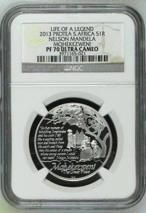 2013 Protea Nelson Mandela Life of a Legend R1 Silver NGC PF70 | PERFECT | ONE FUN DAY |