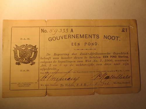 1900 ZAR EEN POND TE VELDE GOUVERNEMENTS NOOT | SCARCEST TYPE | RARE | FUN SUNDAY |