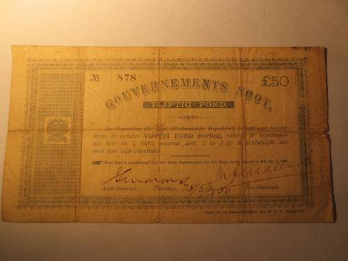 1900 ZAR VIJFTIG POND PRETORIA GOUVERNEMENTS NOOT | RARE | FUN SUNDAY |