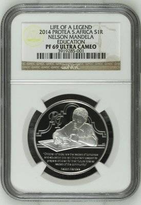 2014 Protea Nelson Mandela Education - Life of a Legend R1 Silver NGC PF69 | FUN SUNDAY |