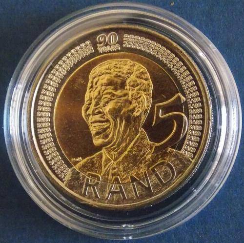 100 x 2008 Mandela 90th Birthday R5 Coins - Perfect UNC's - Encapsulated in Air-Tight Capsules