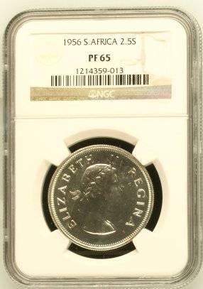 1956 SA Union 2.5 Shilling NGC PF65 - Superb Gem - Mintage: 1700 @ R1 Start