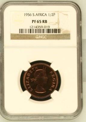 1956 SA Union 1/2 Penny NGC PF65 RB - Superb Gem - Mintage: 1700 @ R1 Start