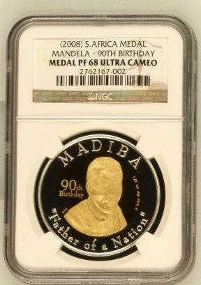 Look @ Mandela 90th Birthday Commemorative 1/2oz Gold Medal NGC PF68 Ultra Cameo @ R1 Start