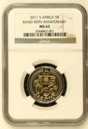 5 x Mandela - 2011 SARB 90th Anniversary R5 NGC Graded MS65 @@@ Bid Per Coin @@@ R1 Start