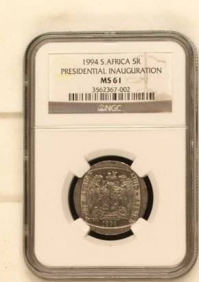 1994 Mandela Inauguration R5 NGC MS61 @@@ WOW @@@ R1 Start
