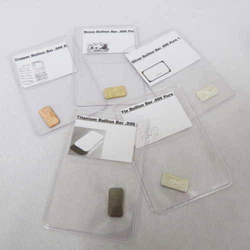 Lot of 5 bullion bars - 1 gram - Various metals