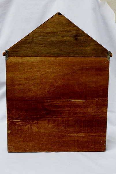 Knick knack wooden printers tray in shape of an house - Size : 36 cm x 5.5 cm x 49 cm