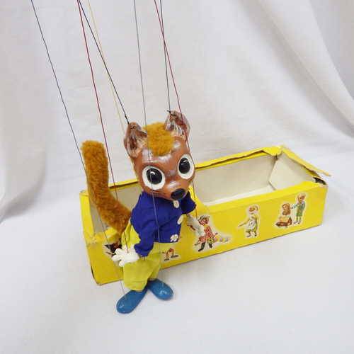 Pelham Puppets Tufty Squirrel marionette in box(damaged) - circa 1960 - Few small holes in jacket