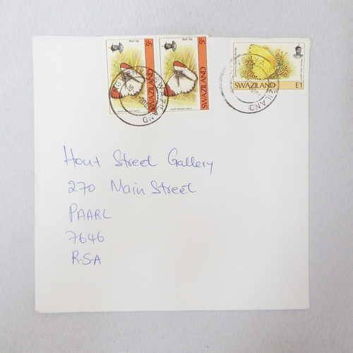 Postal History Cover from Ngweny, Swaziland to Paarl, South Africa with 3 Swaziland stamps cancelled