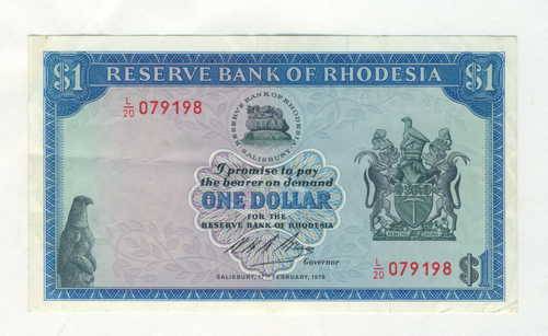 1970 Rhodesia 1 Dollar banknote - EF
