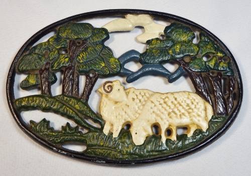 Vintage cast iron Trivet (Pot stand) with sheep