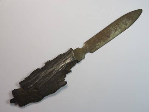 WW1 Shrapnel trench art letter opener - 1914 Ypres 1918