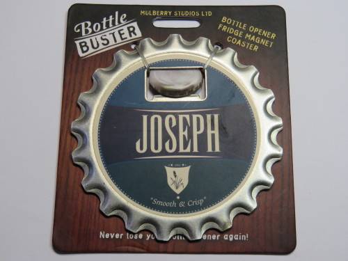 Joseph bottle buster bottle opener, fridge magnet and coaster