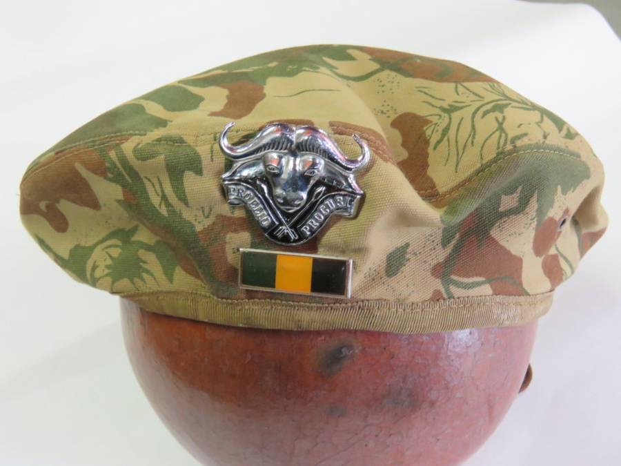 SADF 32 Battalion camo beret  - Belonged to and signed by Corporal P. Stevens 32 battalion Rundu