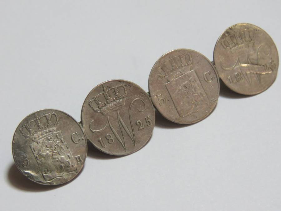 Vintage silver Dutch 5 cent coin brooch - 5.5grams