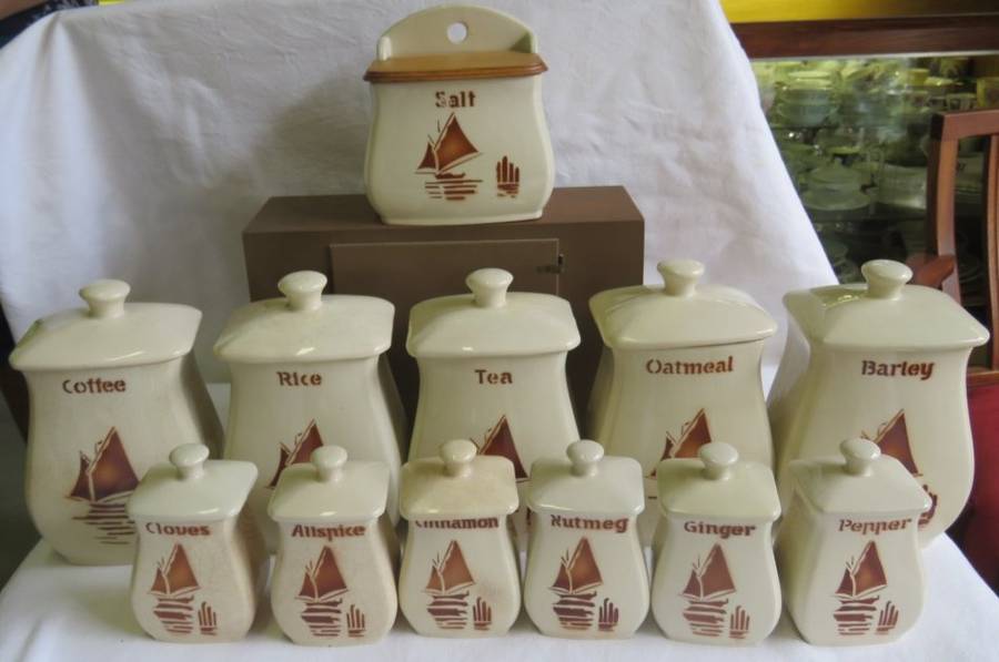 Vintage set of 12 Arabia Finland condiment set - C 1850