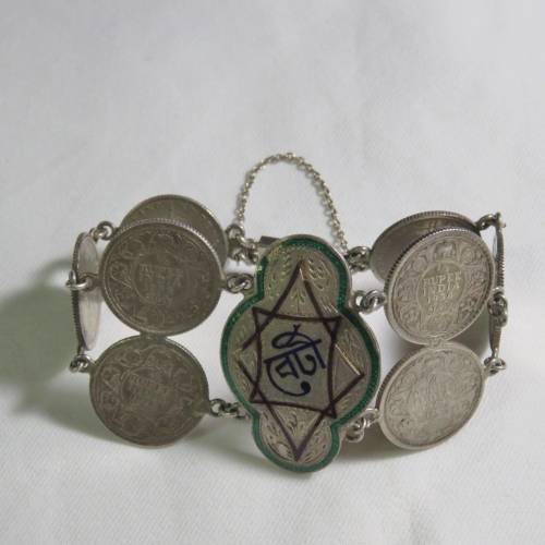 WW2 silver Sweetheart coin bracelet - Made in India Jessore 1942 for Betty from Paddy