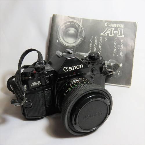 Vintage Canon A-1 35mm camera with 1:1.8 lens - Including instruction booklet - Not tested