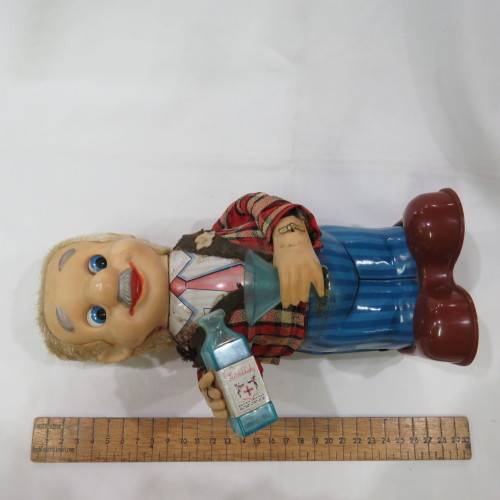 Vintage Tinplate Blushing Willy drinking man - Not working