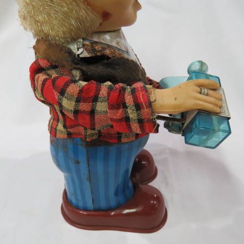 Vintage Tinplate Blushing Willy drinking man - Not working