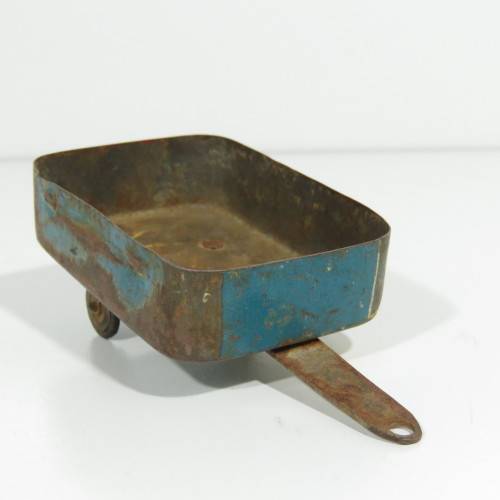 Vintage handmade tin toy trailer