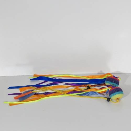 Pair of Artistic Poi Ribbon balls - Length 108 cm