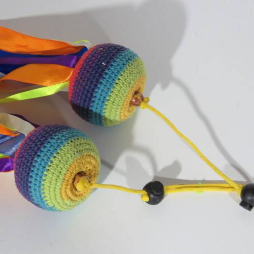 Pair of Artistic Poi Ribbon balls - Length 108 cm