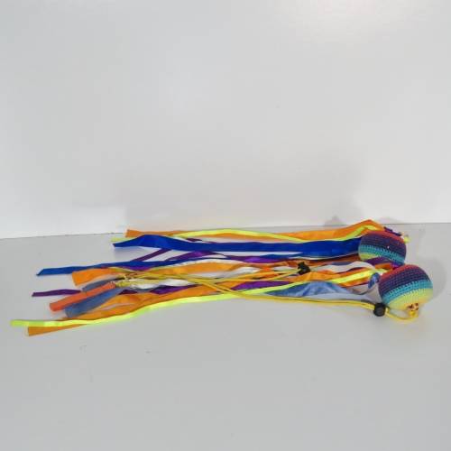 Pair of Artistic Poi Ribbon balls - Length 108 cm