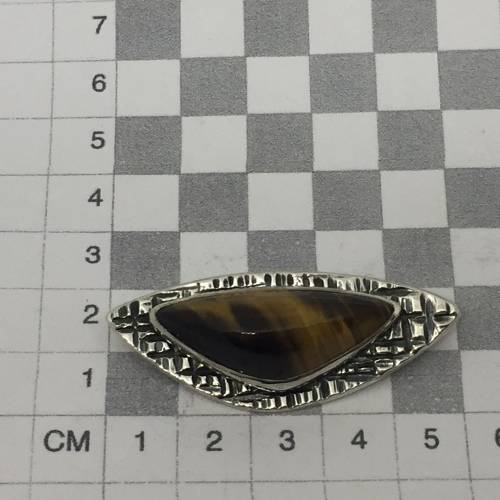 Sterling silver tigers eye brooch - weighs 12.7g