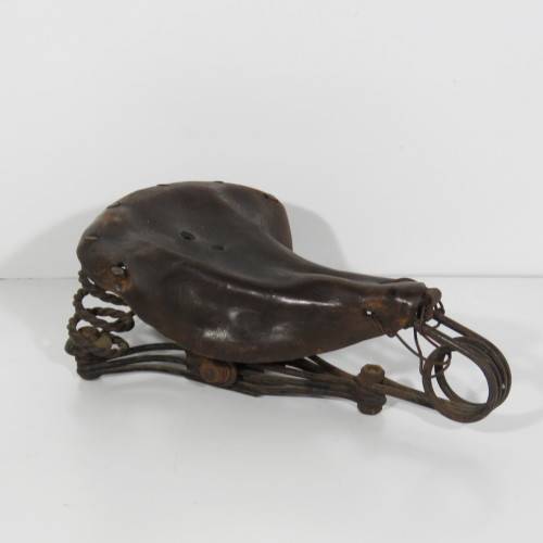Antique leather bicycle saddle seat