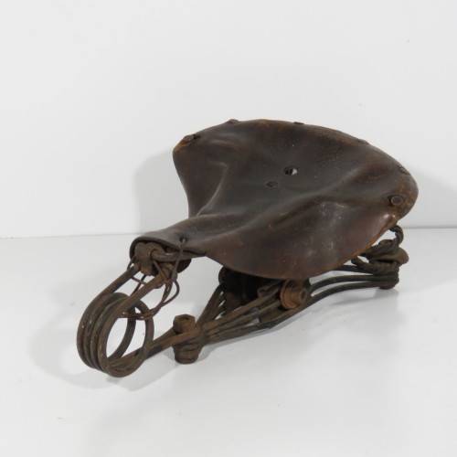 Antique leather bicycle saddle seat